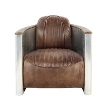 Load image into Gallery viewer, Luxurious Retro Brown Leather &amp; Aluminum Chair - EK CHIC HOME