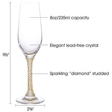 Load image into Gallery viewer, Set of 6 - Elegant Champagne Flutes with Rhinestone Embellished Stem - EK CHIC HOME