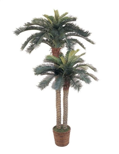 6ft. & 4ft. Sago Palm Double Potted Silk Tree - EK CHIC HOME