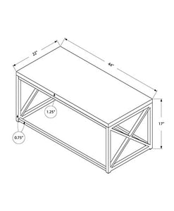 Modern Cocktail Table with Metal Base, 44” L (White) - EK CHIC HOME