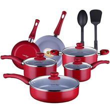 Load image into Gallery viewer, Non-Stick Ceramic Kitchen Cookware Set Pots and Pan-12 Piece Red - EK CHIC HOME