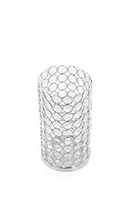 Load image into Gallery viewer, Silver Finish Sparkle Gem LED Pillar Candle Holder 7.5&quot; High Lantern - EK CHIC HOME