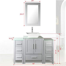 Load image into Gallery viewer, 48&quot; Bathroom Vanity Glass Top Single Sink Grey Paint w/Mirror Faucet and Drain set - EK CHIC HOME