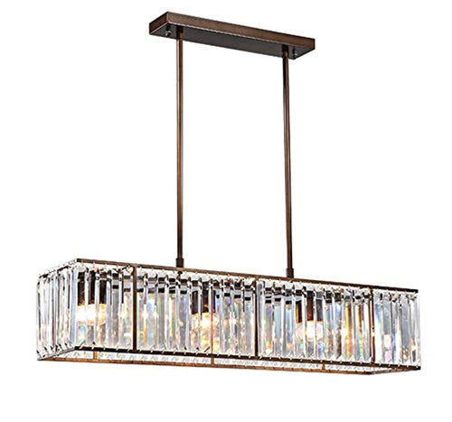Crystal Chandelier Brush Tarnish Metal Frame Crystal Raindrop Chandelier Rustic Vintage Rectangular Fixture - EK CHIC HOME
