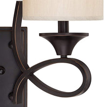 Load image into Gallery viewer, Two-Light Indoor Wall Fixture, Amber Bronze Finish with Beige Fabric Shades - EK CHIC HOME