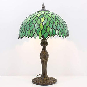 Tiffany Table Lamp Light Green Wisteria Stained Glass Lampshade 18 Inch Tall - EK CHIC HOME