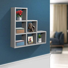 Load image into Gallery viewer, Sorbus Floating Shelf — Floating Shelf Stepped 6 Cubby — Stair Wall Shelf with 6 Openings - EK CHIC HOME