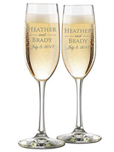 Load image into Gallery viewer, Custom Wedding Champagne Flutes- Set of 2 –Bride and Groom First Names and Wedding Date - Customized Engraved Wedding Gift - EK CHIC HOME