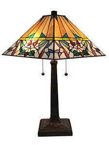 Tiffany Multi-Color Mission Table Lamp 22 Inches Tall - EK CHIC HOME