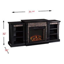 Load image into Gallery viewer, CHIC Ganyan Faux Stone Electric Fireplace with Bookcase, Black Finish - EK CHIC HOME