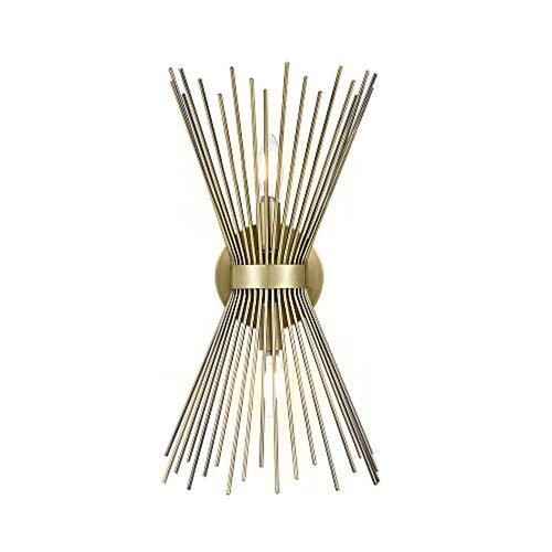 Rivet Mid-Century Modern Antique Gold 2-Light Starburst Wall Sconce, 17.5