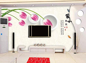 Wall Mural 3D Wallpaper Tulip Circle Modern Minimalist Wall Decoration Art - EK CHIC HOME