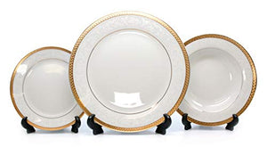 Royalty Porcelain Vintage Floral 49-pc Dinnerware Set 'Claudia', Premium Bone China - EK CHIC HOME