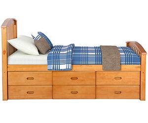 Twin Size Platform Storage Bed Solid Wood Bed with 6 Drawers (Natural) - EK CHIC HOME
