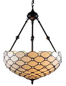 Tiffany Style Ceiling Hanging Pendant Lamp 18-Inch 2 Lights, White - EK CHIC HOME
