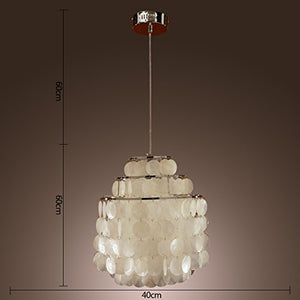 Round Capiz Seashells Natural White 1-Light Pendant Lamp - EK CHIC HOME