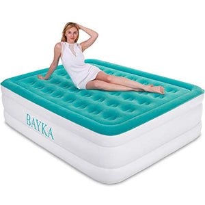 Queen Air Mattress with Built in Pump, Durable Blow Up Inflatable Mattresses for Guests, Raised 18'' - EK CHIC HOME
