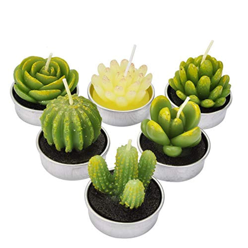 6PCS Cactus Tealight Candles, Decorative Delicate Succulent Handmade Cute Mini Plants Candles - EK CHIC HOME