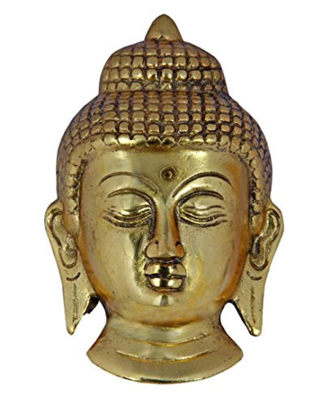 Metal Lucky Charm Buddha Face Wall Hanging Showpiece (Golden) - EK CHIC HOME