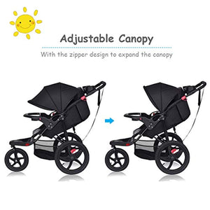Baby Jogger Stroller, All Terrain Lightweight Fitness Jogging Stroller w/Parental Cup Phone Holder - EK CHIC HOME