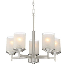 Load image into Gallery viewer, Windsor 18.5&quot; Modern 5-Light Chandelier + Frosted White Linen Glass Shades - EK CHIC HOME