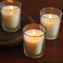 Load image into Gallery viewer, Set of 48 Unscented Clear Glass Wax Filled Votive Candles - 12 Hour Burn Time - EK CHIC HOME
