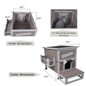 Outdoor Cat Shelter with Escape Door Rainproof Outside Kitty House - EK CHIC HOME