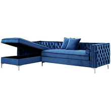 Load image into Gallery viewer, CHIC Brika Home 115&quot; Velvet Tufted Left Facing Sectional in Blue - EK CHIC HOME
