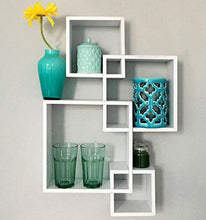 Load image into Gallery viewer, Decorative 4 Cube Intersecting Wall Mounted Floating Shelves- White Finish - EK CHIC HOME