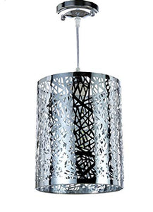 1-Light Chrome Finish Metal Shade Hanging Pendant Ceiling Lamp Fixture - EK CHIC HOME