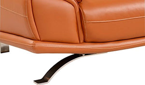 Modern Sectional Sofa in Orange Italian Leather with Headrest and Contemproary Design - EK CHIC HOME