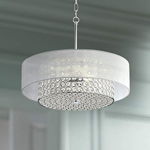 Crystal Raindrop Chandelier Lighting Flush Mount LED Ceiling Light Fixture Pendant Lamp H6" W20" - EK CHIC HOME