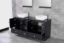 Load image into Gallery viewer, 60&quot; Black Double Bathroom Vanity Cabinets and Ceramic Vessel Sink w/Mirror Combo Faucet - EK CHIC HOME