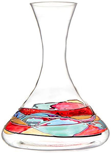 Magnificent Wine Decanter  Red Line Colorful Hand Painted - EK CHIC HOME