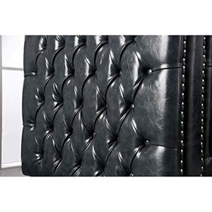 Contemporary Design Dark Gray Leatherette 3 Piece Sofa Set Living Room Furniture - EK CHIC HOME