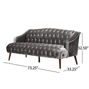 Modern Glam Tufted Velvet 3 Seater Sofa, - EK CHIC HOME