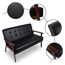 Load image into Gallery viewer, Mid-Century Modern Solid Loveseat Sofa Bed Upholstered Leather - EK CHIC HOME
