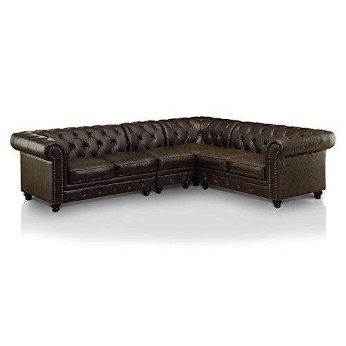 CHIC Inside + Out Jaden Traditional Sectional Sofa, Brown - EK CHIC HOME