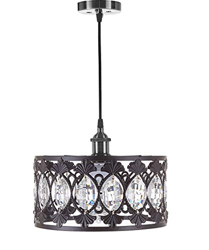 1-Light Antique Black Finish Modern Crystal Chandelier - EK CHIC HOME