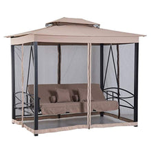 Load image into Gallery viewer, Garden Porch Swing Chair with Mesh Wall Daybed Canopy Gazebo Steel Frame 3 Person - EK CHIC HOME
