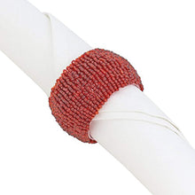 Load image into Gallery viewer, Set of 6 Red Beaded Table Decoration Napkin Rings - EK CHIC HOME