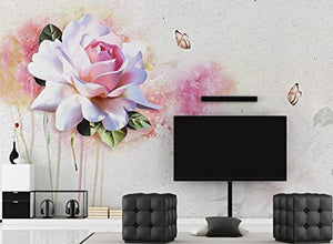 Floral Wallpaper Soft Pink Rose Mediterranean Home Decor - EK CHIC HOME