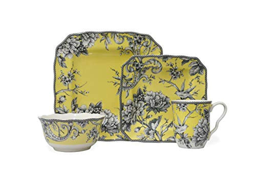 Yellow 16 Piece Dinnerware Set Square - EK CHIC HOME