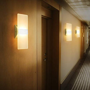 Modern Wall Sconce 12W, Set of 2 LED Wall Lamp Warm White - EK CHIC HOME