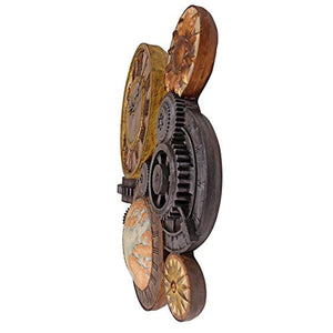 Gears of Time Steampunk Wall Clock Sculpture, Large 25 Inch, Polyresin - EK CHIC HOME