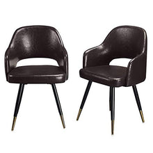 Load image into Gallery viewer, Modern Leather Chairs  Metal Legs, Set of 2 Dark Brown - EK CHIC HOME