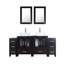 Load image into Gallery viewer, 72&quot; Bathroom Vanity Cabinet and Double Sink Combo Black Wood w/Faucet Sink and Drain - EK CHIC HOME