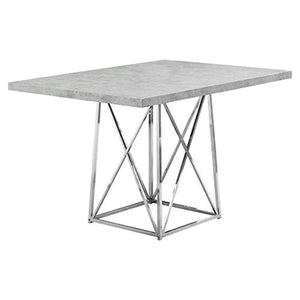 Dining Table Metal Base, 36" x 48", Grey Cement/Chrome - EK CHIC HOME