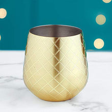 Load image into Gallery viewer, Gold Stemless Wine Glasses, Etched Gold Stainless Steel, 12oz Cups, Set of 4 - EK CHIC HOME