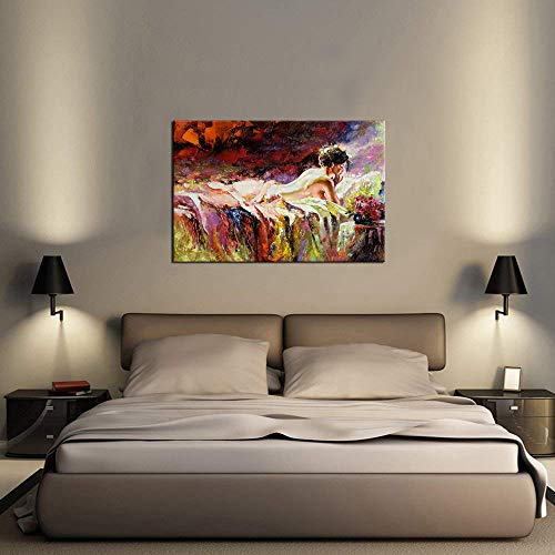 Modern Abstract Woman Canvas Painting Wall Art Nude - EK CHIC HOME